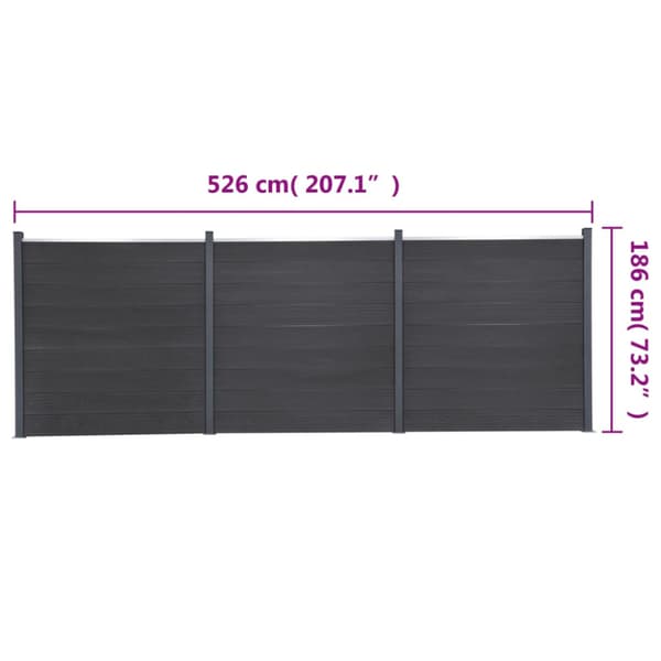 Staketpanel grå 526x186 cm WPC