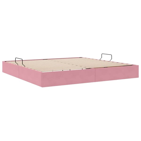 Ottoman Sängram med lagring Rosa 200 x 200 cm Sammet
