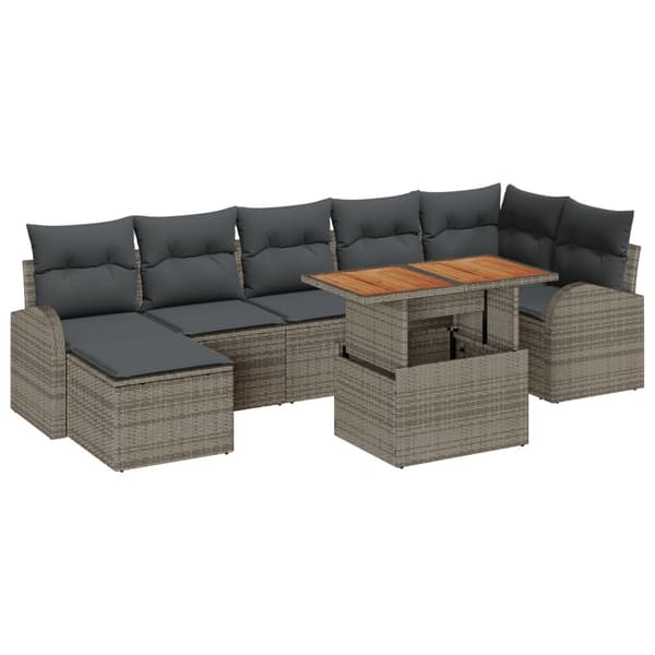 Trädgårdsoffset med lagring 8 pcs Grå Poly rattan