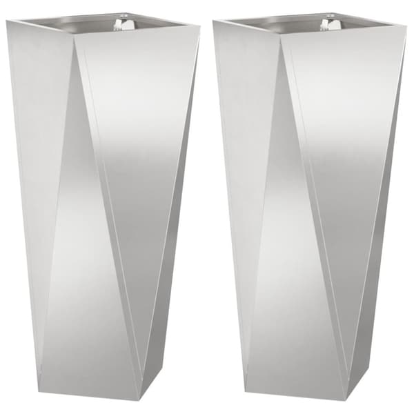 Planteringskärl 2 pcs Silver 30 x 30 x 75 cm Rostfritt stål