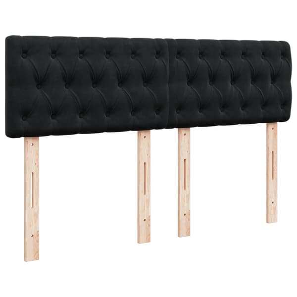 Ramsäng med madrass svart 140x200 cm sammet