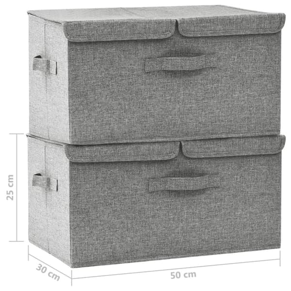 Förvaringslåda 2 st tyg 50x30x25 cm grå