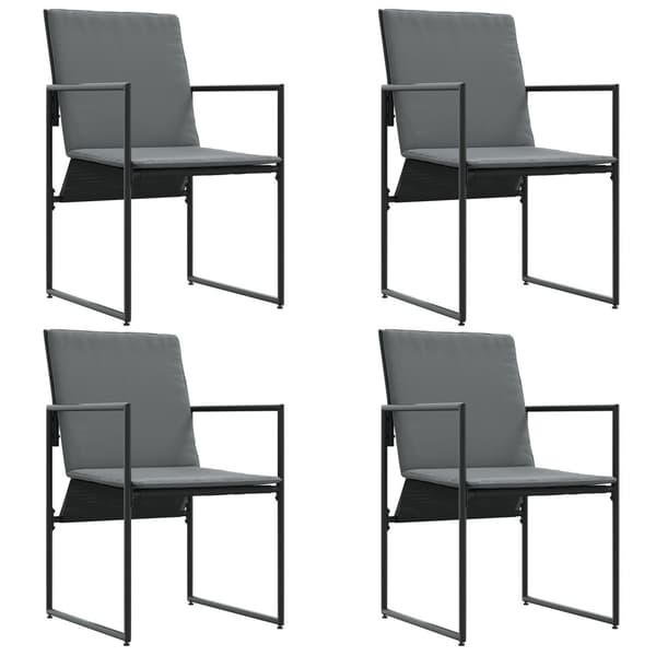 Stol med kudde 4 pcs Svart och Anthracit Textilene