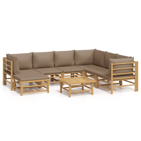 Loungegrupp 8 delar taupe dynor bambu