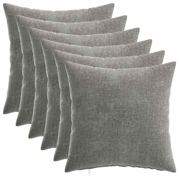 Kuddöverdrag 6 st HEERLEN Mörkgrå 35 x 35 cm Chenilletyg