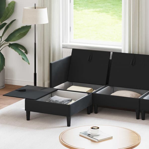 Möbelset för vardagsrummet med kudde 6 pcs Svart Sammet