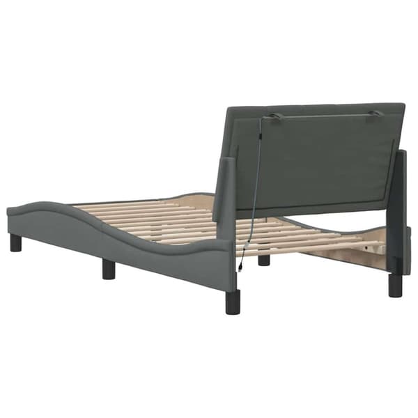 Bed Frame without Mattress "Hanko" Dark Grey 90x200cm Fabric