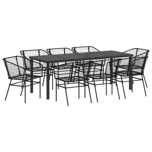 Trädgårdsmöbelset 9 pcs Svart konstrotting