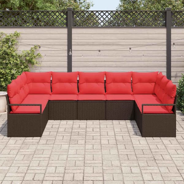 Soffset med kudde 7 pcs Brun konstrotting