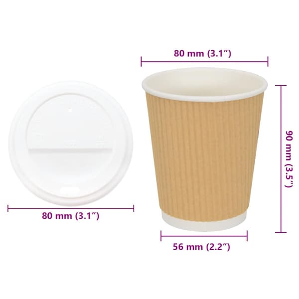 Kaffekoppar i papper med lock 1000 st 8oz 200ml