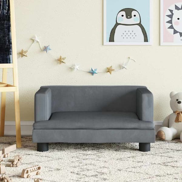 Barnsoffa mörkgrå 60x40x30 cm sammet