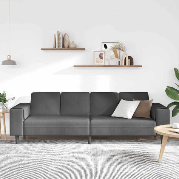 Soffa Mörkgrå 250 x 77 x 76 cm Kordread tyg