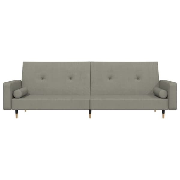 Bäddsoffa 2-sits med två kuddar ljusgrå sammet