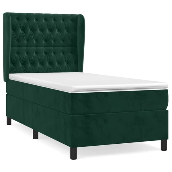 Ramsäng med madrass mörkgrön 80x200 cm sammet