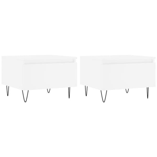 Soffbord 2 st vit 50x46x35 cm konstruerat trä
