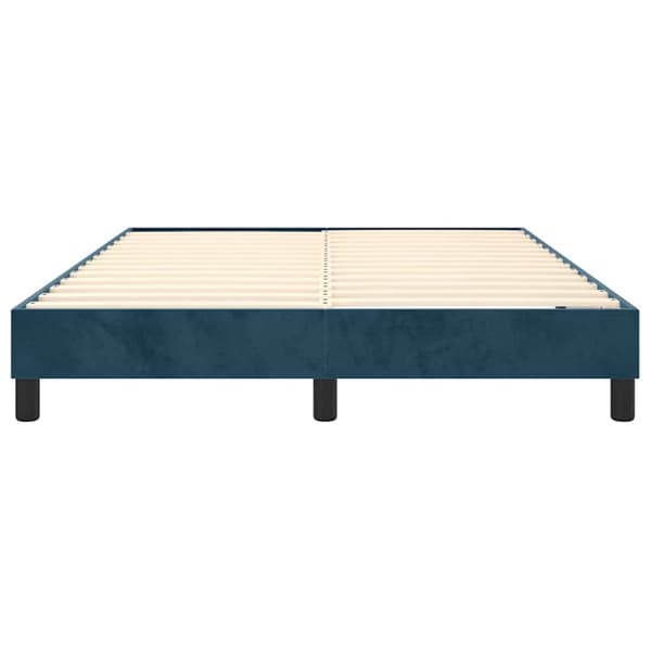Boxspring-sängram mörkblå 140x190 cm sammet