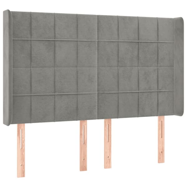 Ramsäng med madrass & LED ljusgrå 140x200 cm sammet