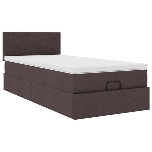Ottoman säng med madrass mörkbrun 90x200 cm tyg