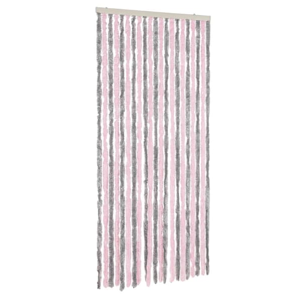 Insektsgardin silvergrå och rosa 56x200 cm chenille