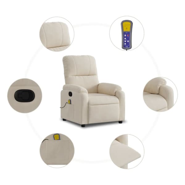 Massagefåtölj beige mikrofibertyg