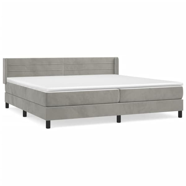 Ramsäng med madrass ljusgrå 200x200 cm sammet