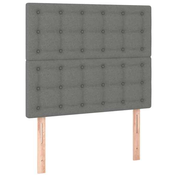 Ramsäng med madrass & LED mörkgrå 120x200 cm tyg