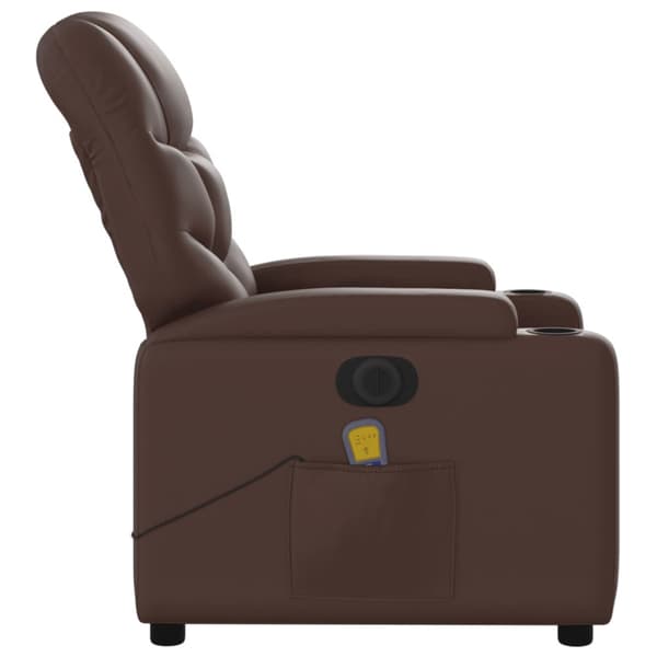 Elektrisk massagefåtölj brun konstläder