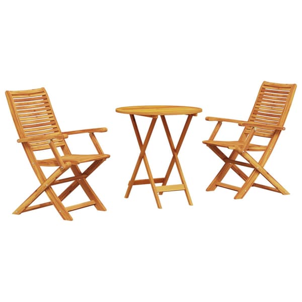 Fällbart bistroset 3 pcs Brun Massivt Akaciaträ