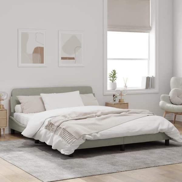 Bed Frame "Dover" Light Grey 160x200 cm Velvet