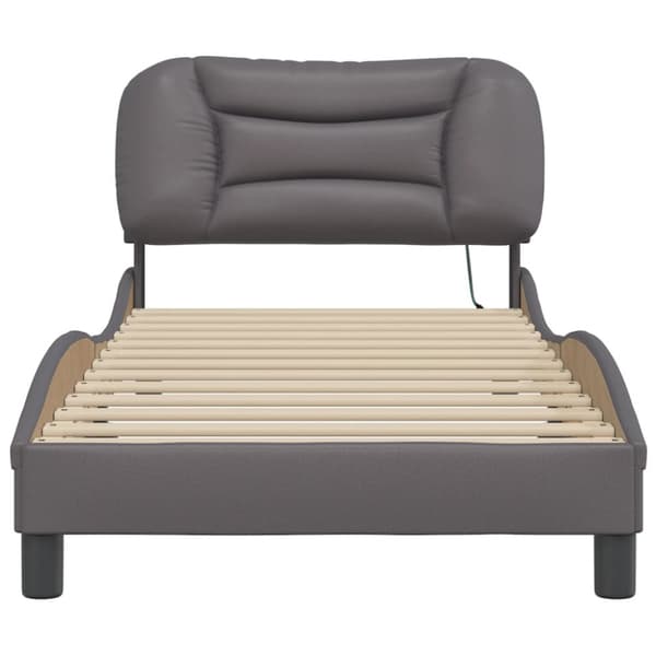 Bed Frame with LED without Mattress "Hvar" Grey 90x190 cm