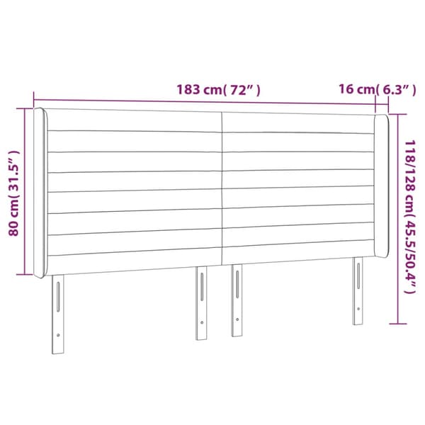Sänggavel LED mörkgrå 183x16x118/128 cm tyg