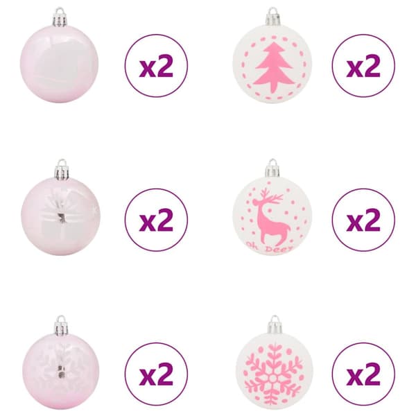 Julprydnad Set 40 pcs Vit och Rosa Plast