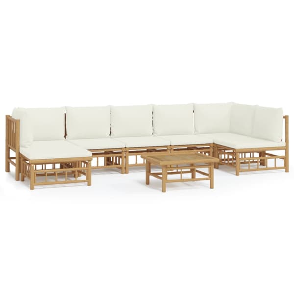 Loungegrupp 8 delar gräddvita dynor bambu