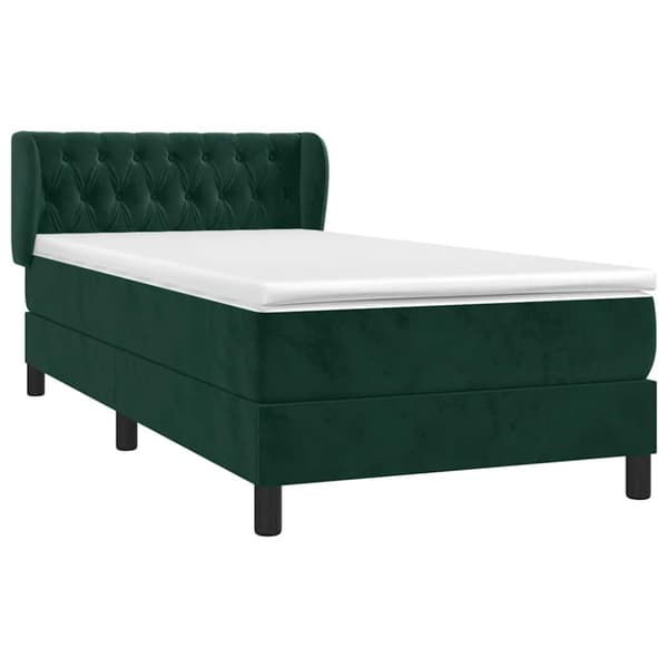 Ramsäng med madrass mörkgrön 90x200 cm sammet