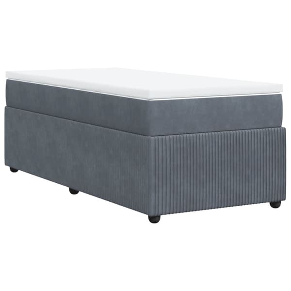 Ramsäng med madrass mörkgrå 100x200 cm sammet