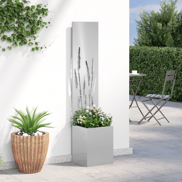 Trädgårds integritetsskärm Silver 32 x 150 cm Rostfritt stål