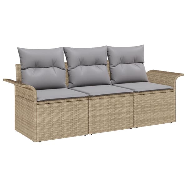 Soffset med kudde 3 pcs Beige och Grå konstrotting