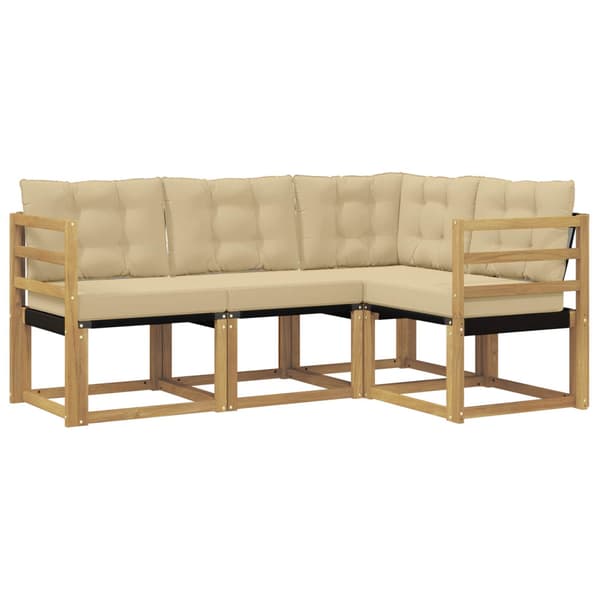 Utomhussoffset med kudde 4 pcs Vit och Beige