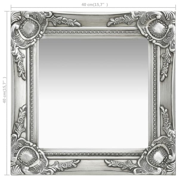 Väggspegel barockstil 40x40 cm silver