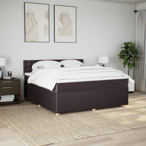 Ramsäng med madrass mörkbrun 180x200 cm tyg