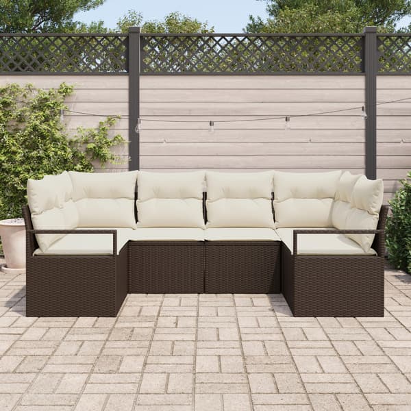 Soffset med kudde 6 pcs Brun konstrotting