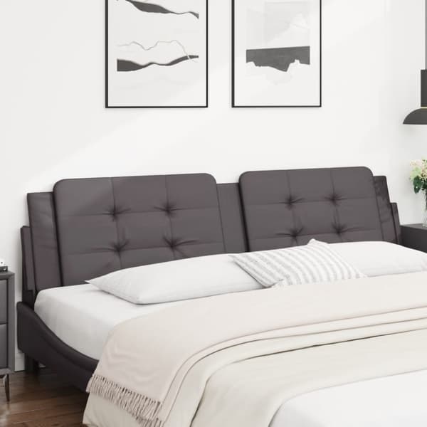 Headboard Cushion "Zadar" Grey 200 cm Faux Leather