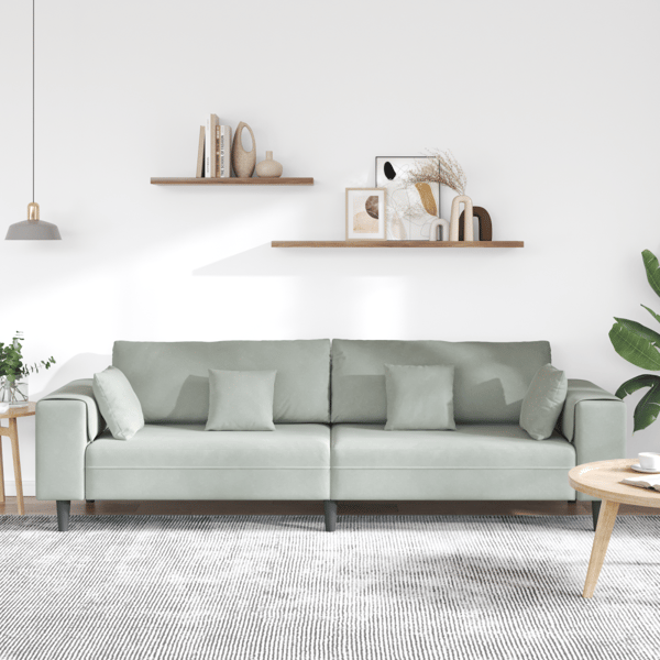 Soffa Ljusgrå 250 x 77 x 76 cm Sammet
