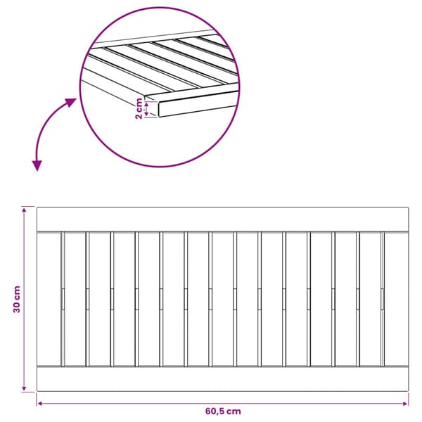 Bordsskiva 60,5 x 30 x 2 cm Rektangulär Massivt Akaciaträ Vit