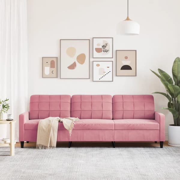 3-sitssoffa rosa 210 cm sammet