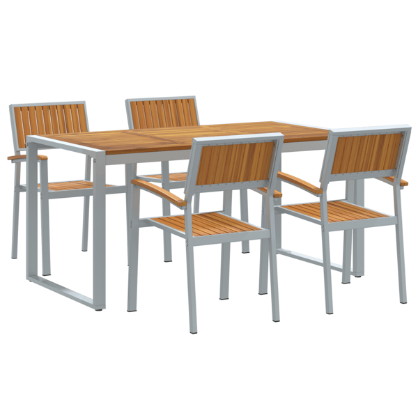 Trädgårdsmöbelset 5 pcs Grå Massivt Akaciaträ