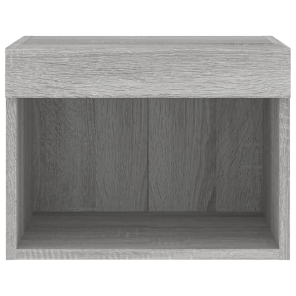 Väggmonterade sängbord med LED-lampor 2 st grå sonoma