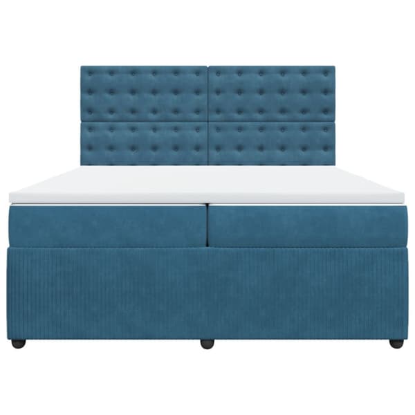 Ramsäng med madrass mörkblå 200x200 cm sammet
