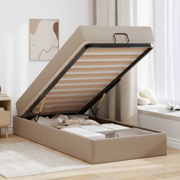 Sängram med madrass Övrigt 2 st Tan PVC