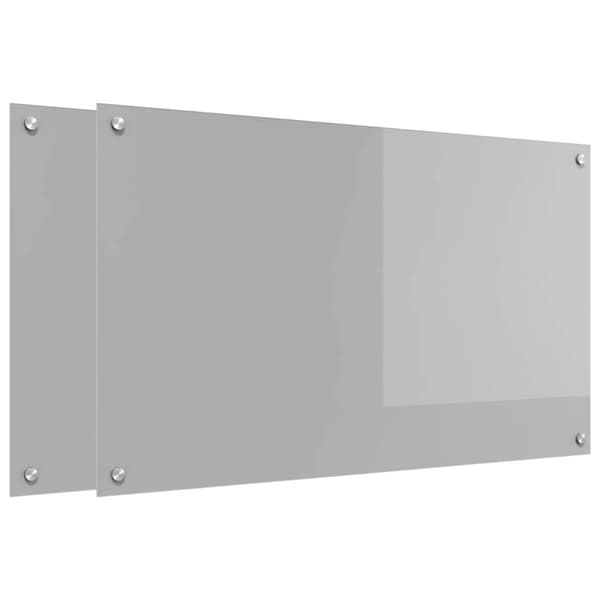 Köksskydd 2 pcs Ljusgrå 100 x 60 cm härdat glas